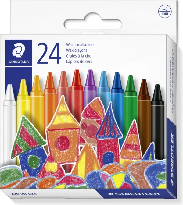 Caixa de lápis de cera Staedtler 220 com 24 cores para crianças".