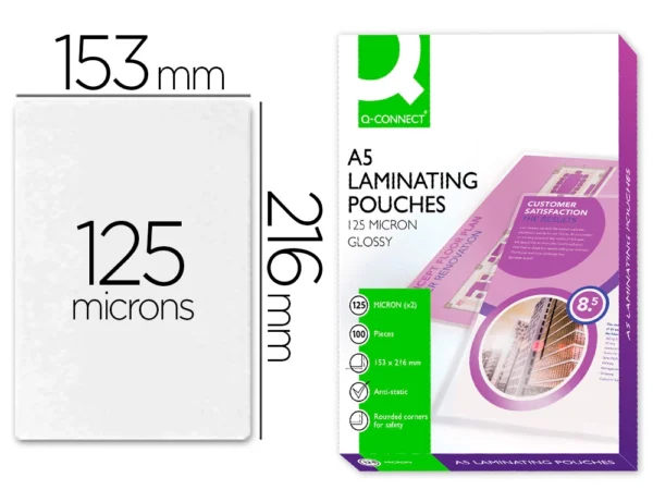 Bolsas de plastificação A4 Q-Connect autocolantes 125 micras.
