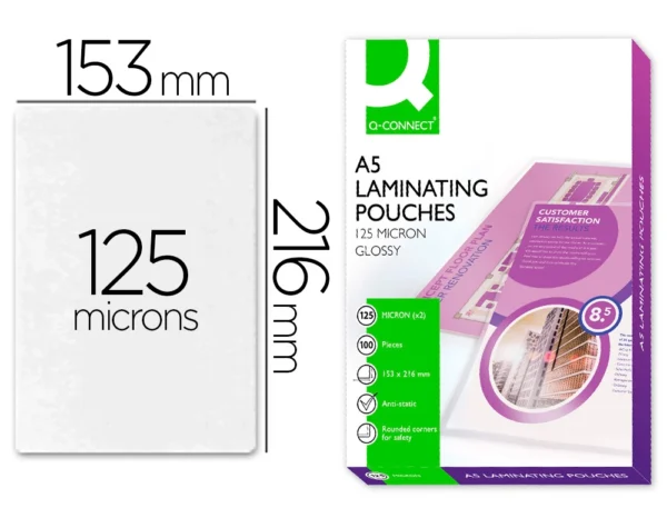 Bolsas de plastificação A4 Q-Connect autocolantes 125 micras.