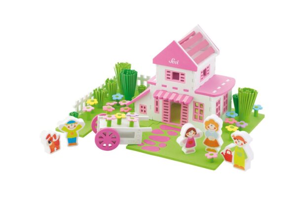Caixa do brinquedo Sevi Play Set Sweet Home com casinha e jardim de 108 peças"