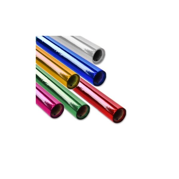 Rolo de papel celofane 60cm x 10m para embalagens.