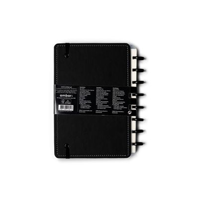 Caderno ecológico Ambar EcoSmart A5 PU preto com argolas de disco pretas