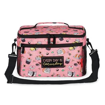 Lancheira Térmica Sushi Cat Legami 7.7L rosa com padrão de gatos