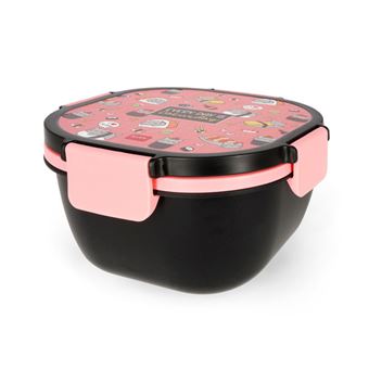 ancheira Legami Everyday is Caturday 1700ml com tampa rosa e padrão de gatos