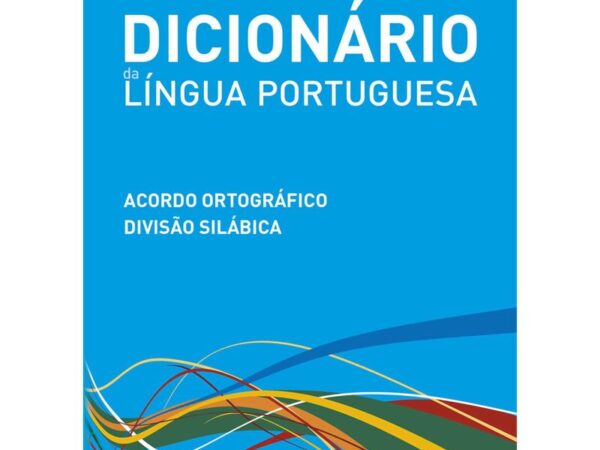 Capa do Dicionário Académico da Língua Portuguesa Porto Editora azul com detalhes coloridos