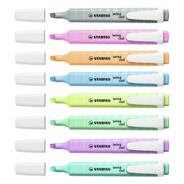 Estojo de marcadores STABILO Swing Cool Pastel com 8 unidades para escritório e estudos.