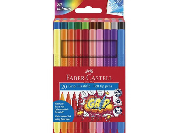 Conjunto de 20 canetas faber castell grip com zona ergonómica em embalagem transparente. 4005401553205