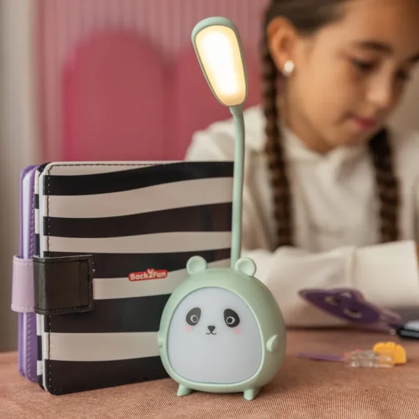 Lâmpada LED Infantil Panda Verde haste flexível