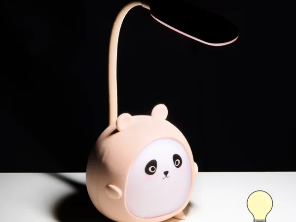 Lâmpada de Mesa LED Infantil Panda Rosa – Abajur Articulável Recarregável USB - Image 4