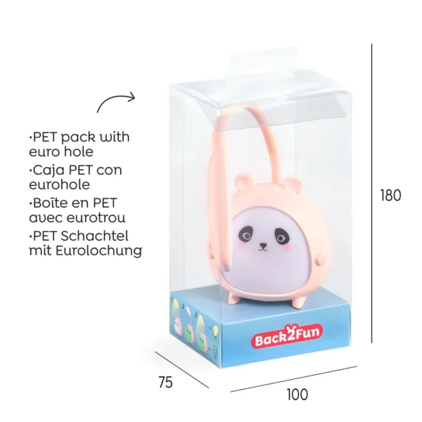 Lâmpada LED Infantil Panda rosa carregamento USB