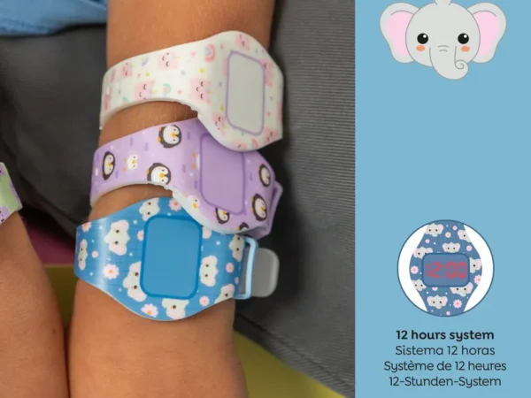 Relógio Digital Infantil Elefantes – Pulseira em Silicone Azul Soft - Image 4
