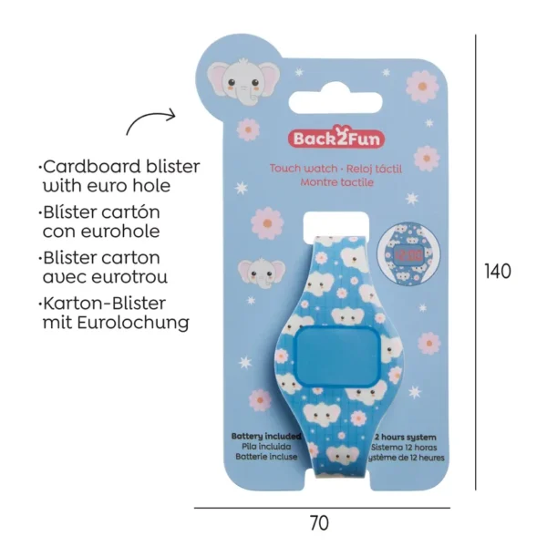 Visor LED iluminado do Relógio Digital Infantil Elefantes Azul