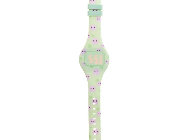 Relógio Digital Infantil Polvo lilás em silicone com padrão de polvos fofos