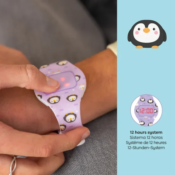 Visor LED digital do Relógio Digital Infantil Pinguim iluminado