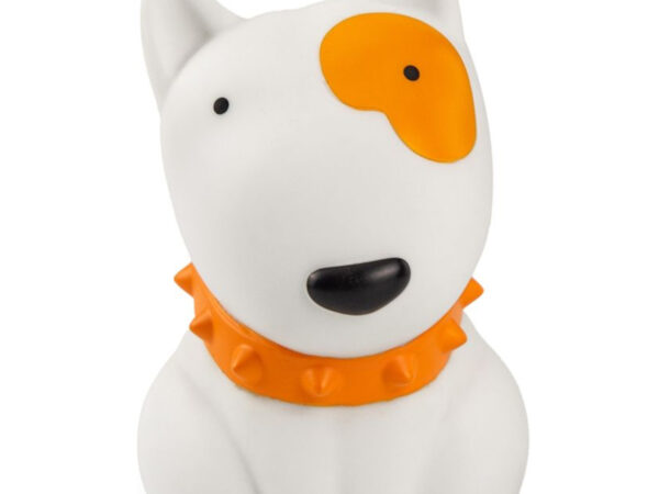 Luz de Presença Mini Cão Dhink branca acesa no quarto infantil.