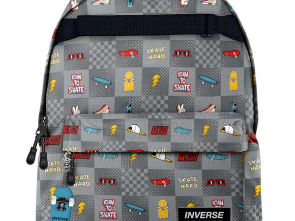 Compre a Mochila Escolar Juvenil Fingerboard Teen Inverse da Ambar. Inclui porta-chaves de skate, alças ergonómicas acolchoadas e o melhor design urbano.