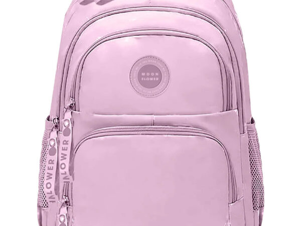 Compre a Mochila Escolar Tripla Campus Moonflower Rosa. Design moderno, 3 compartimentos com fecho, costas acolchoadas e máxima arrumação para o dia a dia escolar.