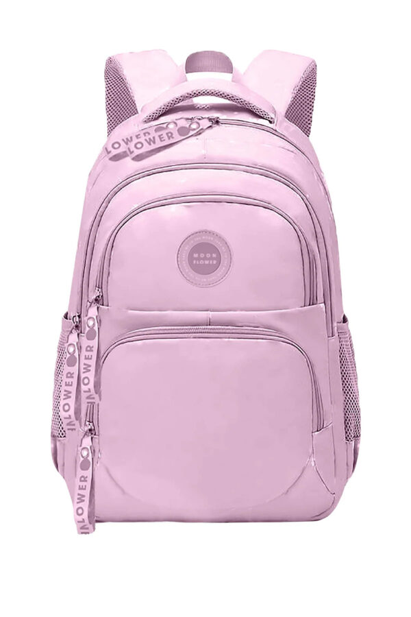 Compre a Mochila Escolar Tripla Campus Moonflower Rosa. Design moderno, 3 compartimentos com fecho, costas acolchoadas e máxima arrumação para o dia a dia escolar.