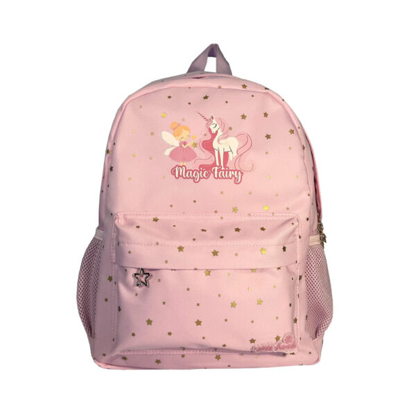 Compre a Mochila Escolar Magic Fairy Rosa com estampado de fada e unicórnio. Confortável, resistente e espaçosa. Ideal para a escola. Garanta já a sua!