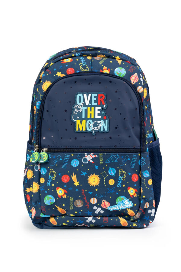 Compre a Mochila escolar Over The Moon da Ambar na nossa loja. Modelo azul-escuro com tema espacial, ergonómico e muito resistente. Garanta já a sua!