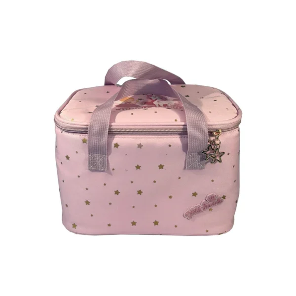 Lancheira térmica infantil Magic Fairy da marca Ambar na cor rosa com estrelas douradas.