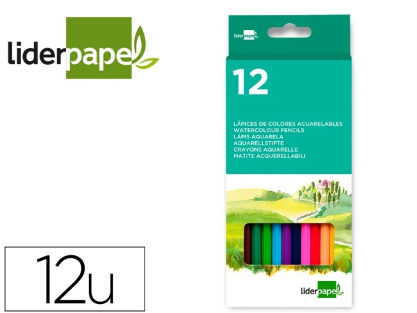 Caixa de 12 lápis de cor aguareláveis Liderpapel