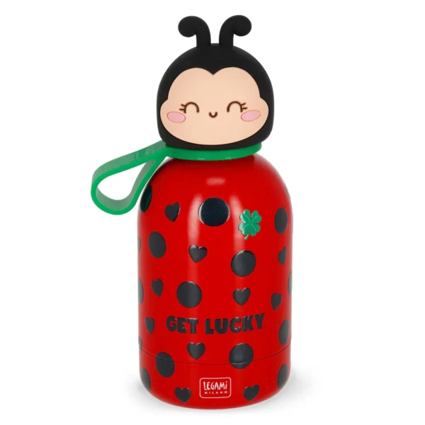 Compra a Garrafa Térmica Legami Ladybug de 310ml. Mantém as bebidas frias por 24h e quentes por 12h. Ideal para a escola, livre de BPA e com design de joaninha.