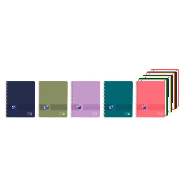 Oxford Caderno Espiral European com 3 Separadores, A4, 120 Folhas, Pautado, Sortido