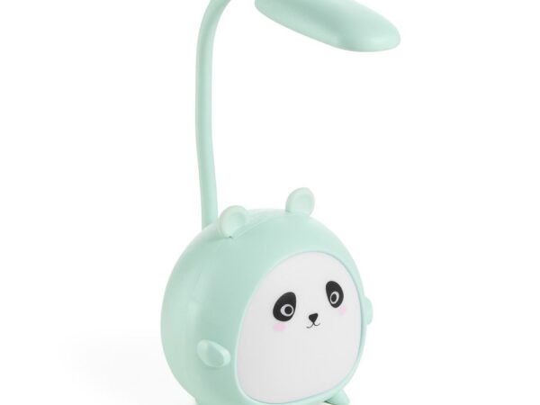 Lâmpada de Mesa LED Infantil Panda Verde – Abajur Articulável Recarregável USB
