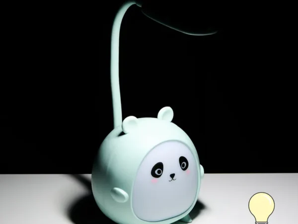 Lâmpada de Mesa LED Infantil Panda Rosa – Abajur Articulável Recarregável USB - Image 2