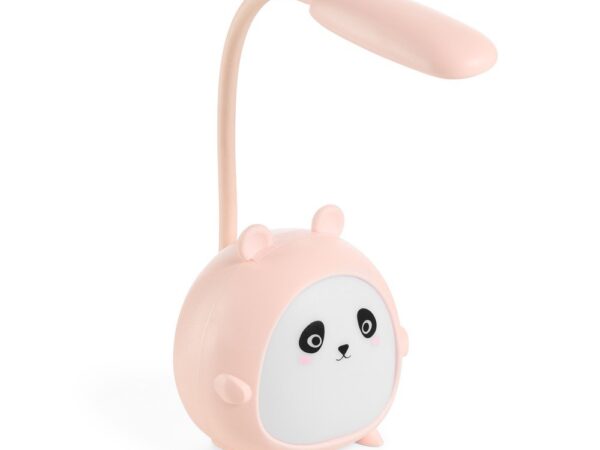 Lâmpada de Mesa LED Infantil Panda Rosa – Abajur Articulável Recarregável USB