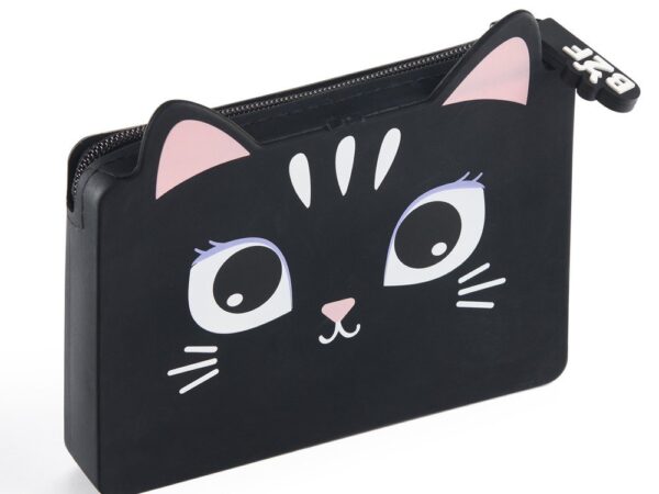 Porta-cartões gato silicone preto Back2Fun Wild Cards