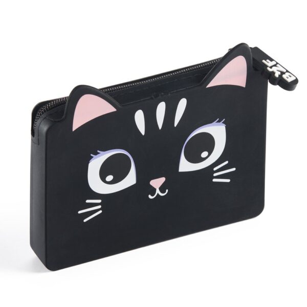 Porta-cartões gato silicone preto Back2Fun Wild Cards