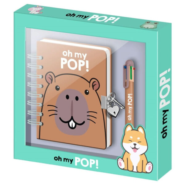 Garanta o seu Caderno com cadeado capivara Oh My Pop!. Conjunto oficial Karactermania com diário em espiral de capa dura, chaves e caneta multicolorida. Compre já!