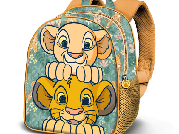 Compre a Mochila Pré-Escolar 3D O Rei Leão da Karactermania! Design tridimensional com Simba e Nala, alças acolchoadas e tamanho ideal para a creche. Envio rápido