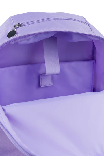 Interior acolchoado da mochila escolar Unicorn World da Ambar com compartimento protetor para portátil e fecho com velcro.