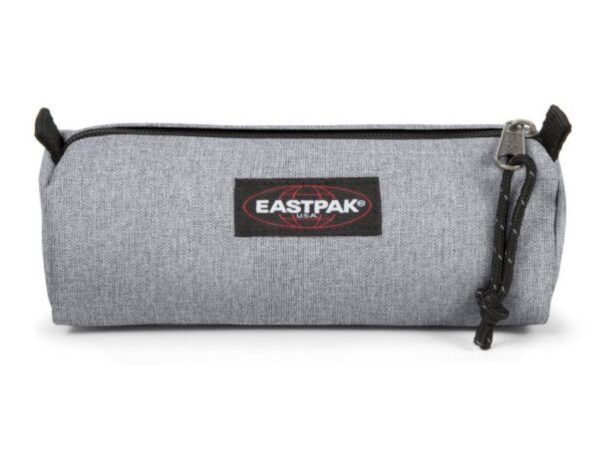 Estojo Eastpak Benchmark Single cinzento mesclado Sunday Grey visto de frente.