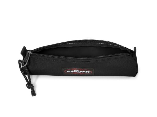 Puxador metálico com cordão preto texturado do estojo compacto Eastpak Round.