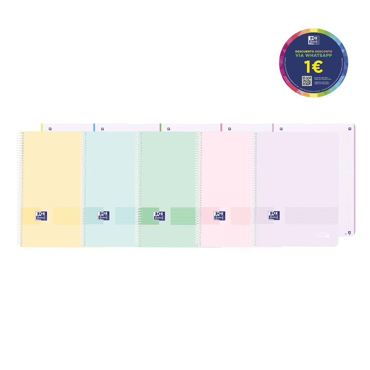 Caderno Espiral Oxford European Book Quadricolado A4 Pasteis