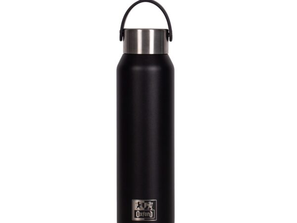 Vista lateral da Garrafa Térmica Oxford 600ml ideal para transporte diário.