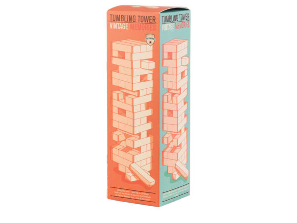 Jogo Tumbling Tower Legami com blocos de madeira empilhados.8056304486233