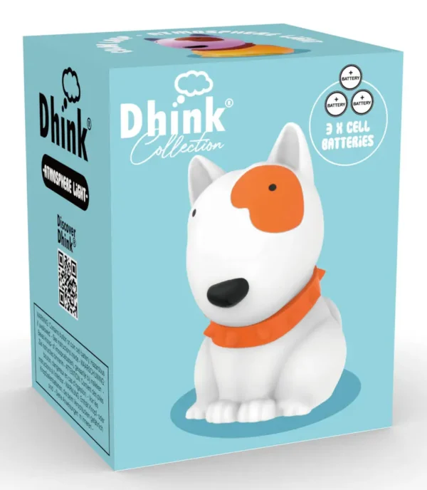 Caixa oficial da marca com a Luz de Presença Mini Cão Dhink.