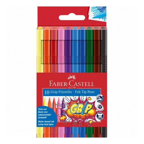 Conjunto de 10 canetas faber castell grip com zona ergonómica em embalagem transparente. 4005401553205 Conjunto de 10 canetas faber castell grip com zona ergonómica em embalagem transparente. 4005401553205