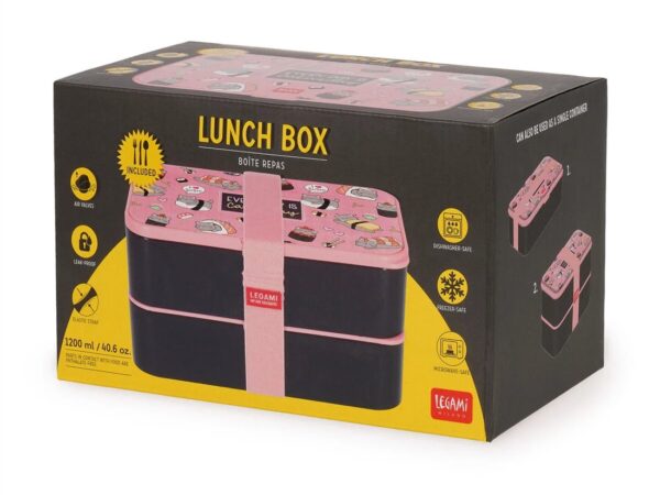 Lancheira Sushi Cat Legami com elástico rosa de transporte