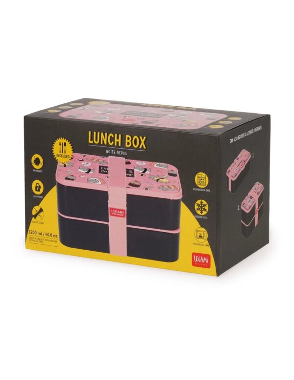 Lancheira Sushi Cat Legami com elástico rosa de transporte