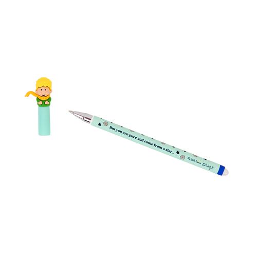8445641080752 Caneta apagável Mr. Wonderful azul com design temático d'O Principezinho. Por isso, o artigo exibe a figura do protagonista no topo e o corpo verde decorado.