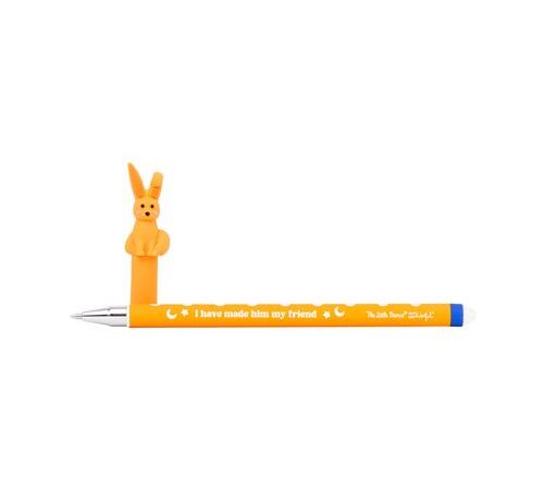 Caneta apagável Mr. Wonderful de tinta azul inspirada na Raposa d'O Principezinho. Por isso, o modelo exibe o boneco do animal no topo e o corpo decorado.