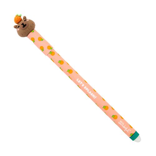 8445641073280 Caneta Apagável Mr. Wonderful Capivara em tons de pêssego com ilustrações de laranjas sobre fundo branco.