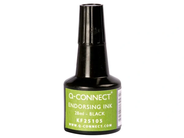 Frasco de tinta para carimbo Q-Connect preto 28ml
