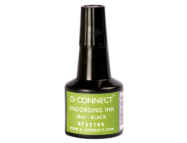 Frasco de tinta para carimbo Q-Connect preto 28ml